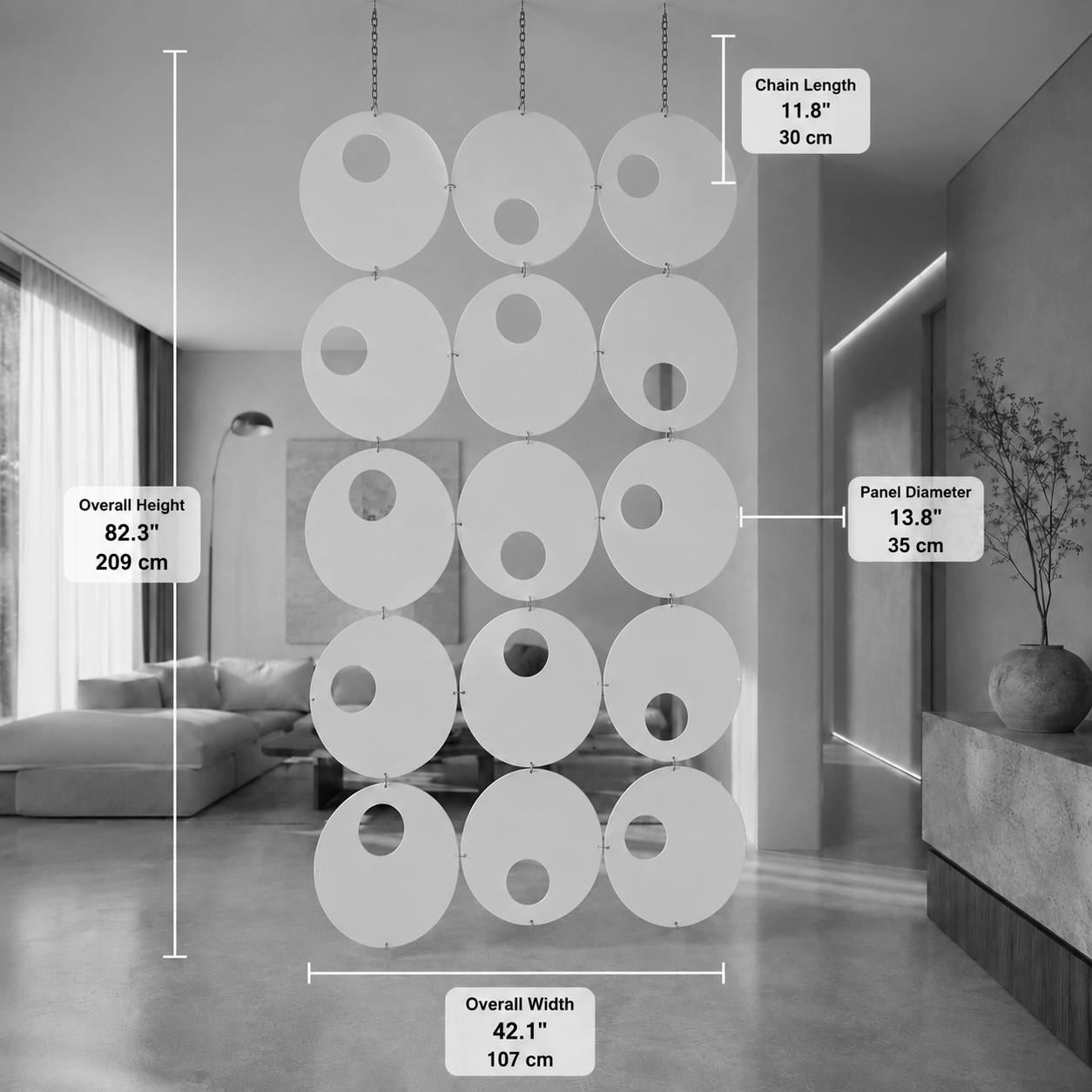 Orbit Room Divider Partition — 15 Panel Set Wooden