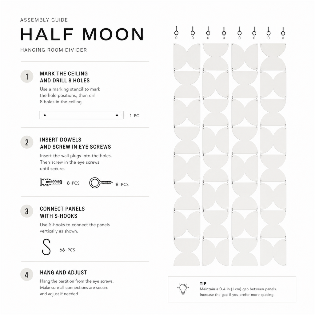 Half Moon Room Divider — 32 Panel Set