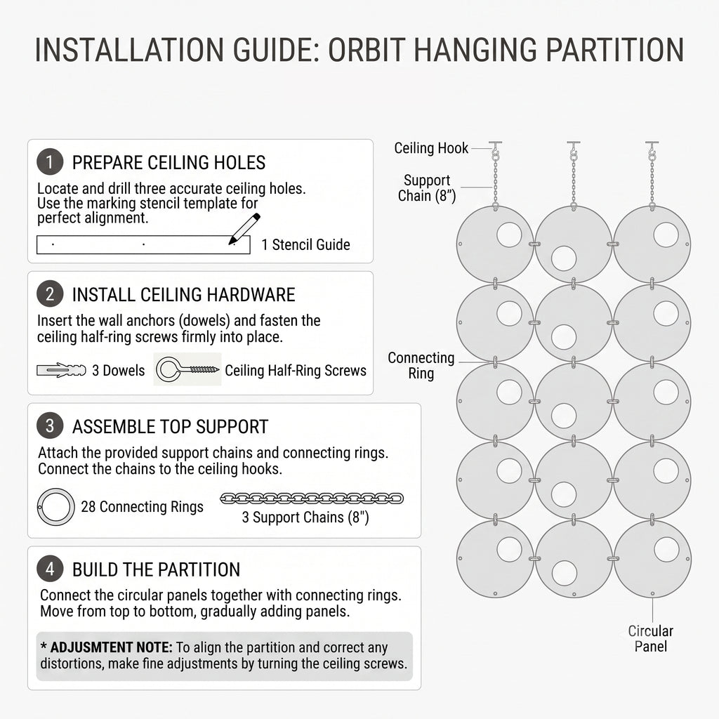 Orbit Room Divider Partition — 15 Panel Set