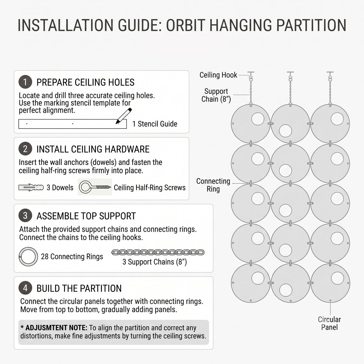 Orbit Room Divider Partition — 15 Panel Set