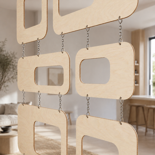 FRAME Hanging Wooden Room Divider — 10 Panel Set