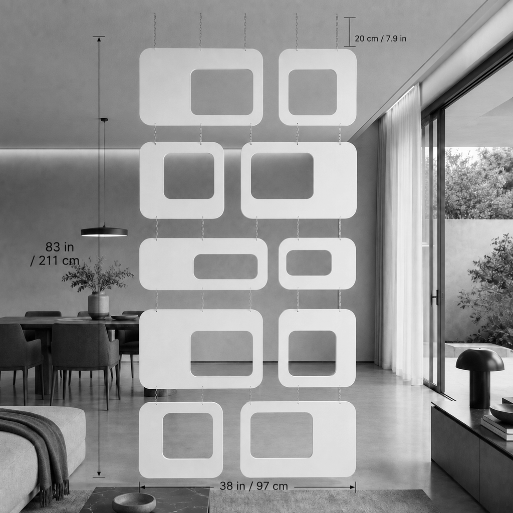 FRAME Hanging Wooden Room Divider — 10 Panel Set